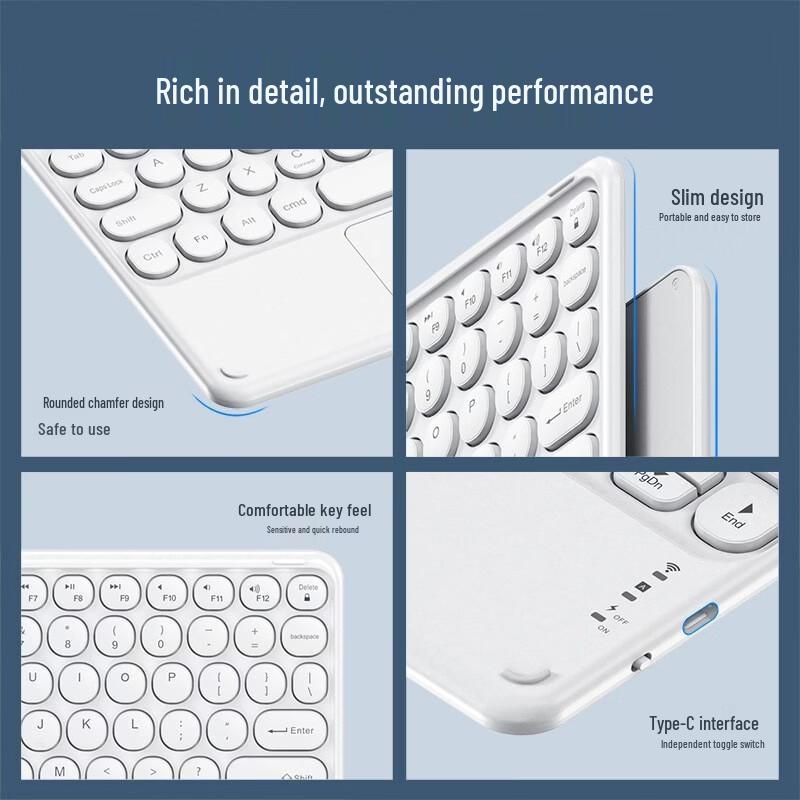 OLOEY Compact Wireless Bluetooth Mechanical Keyboard with Touchpad