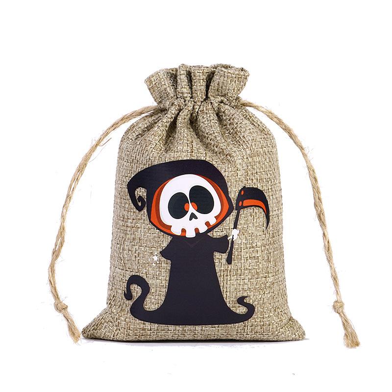 12 Styles Halloween Linen Storage Bag Halloween Horror Funny Pattern Candy Gift Packaging Bag Gift Storage