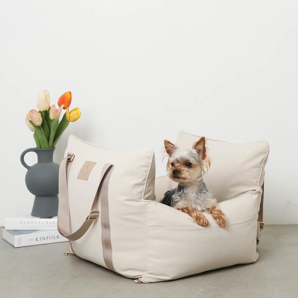 Moncheri Psí potřeby do auta 2WAY Drive Pelíšek pro domácí mazlíčky se sluncem Roztomilý stylový Oblíbená značka Toy Pudl Čivava Malý pes Střední pes Ochrana pro psy/BÉŽOVÁ/ZDARMA