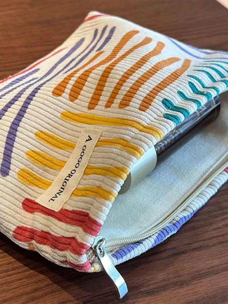 Corduroy Women Cosmetic Bag Large Capacity Makeup Storage Bag Travel Portable Organizer Zipper Wash Bag-A-DH