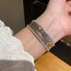 Geometric Zircon Round Multilayer Open Cuff Bracelet For Fashion Women