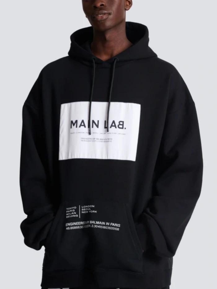 Balmain FW25 Men's Hooded Sweatshirt - Loose Fit, Letter Print