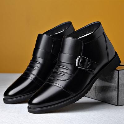 Leather Cowhide Cotton Shoes Men's Casual Fashion Men's Cotton Boots Middle-aged and Elderly Versatile Warm and Velvet Dad Shoes