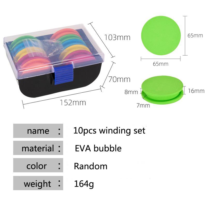 10 Set Fishing Line Round Coil EVA Foam Pins Fishing Line Winder Rig Box Colored Large Coil Coil Main Wire Tangled Wire Sub-box