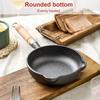 4/6/7.8 Inch Cast Iron Skillet Non Stick Frying Pan with Wood Handle Fry Pan with Double Drip-Spouts for Indoor & Outdoor Use