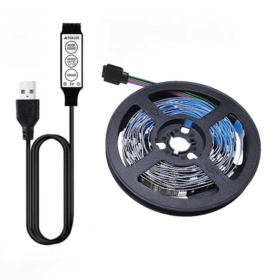 

LED Strip Light 5050 Flexible Lamp Tape 3key Sound Sensor RGB Ribbon 1M 2M 3M 4M DC5V Decoration TV BackLight 5M