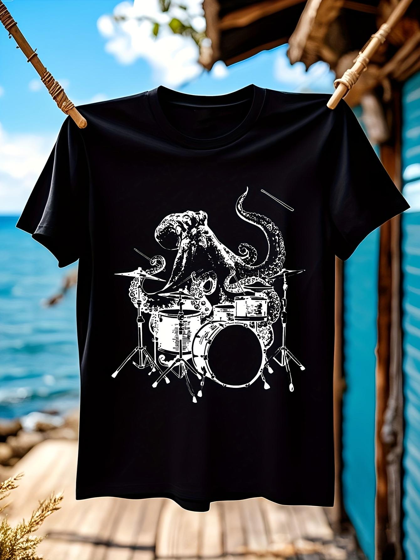 Funny Tshirt Funny Octopus Drummer Band Graphic Tshirt M