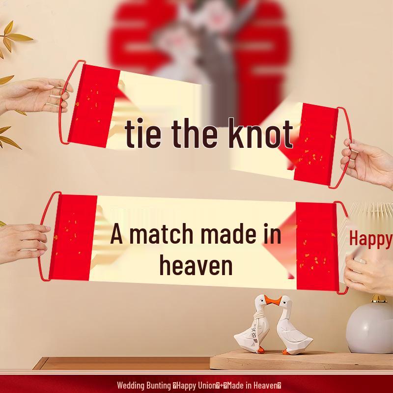 Wedding Hand-Pulled Flag Banner for Bride Door-Blocking Game and Engagement Photo Props