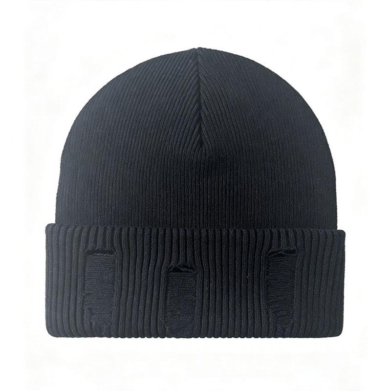 Korean-style Internet-celebrity Chic Ripped Vintage Jacquard Knit Beaniefashionable Versatile and Warm for Fall and Winter