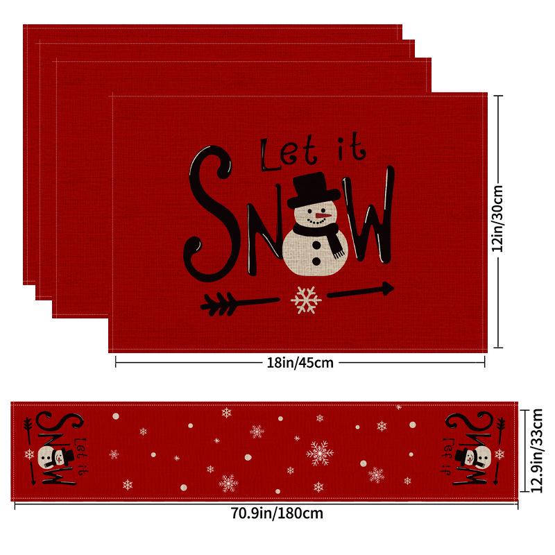Kerst Linnen Placemat & Tafel Runner Set - Feestelijke Tafeldecoratie & Hittebestendig Kussen