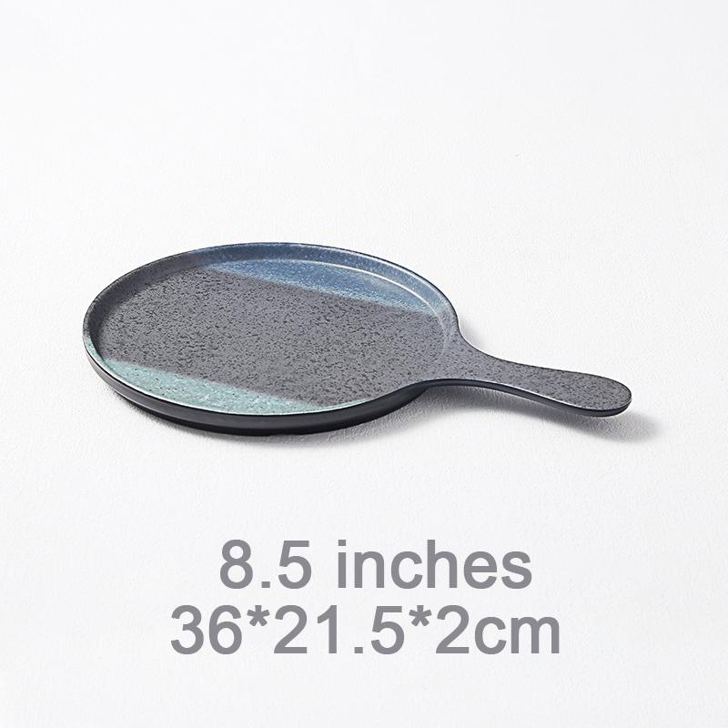 Pizza Plate Thickened Diamine Plate Imitation Porcelain Plastic With Handle Round Plate Barbecue Meat And Vegetable Plate