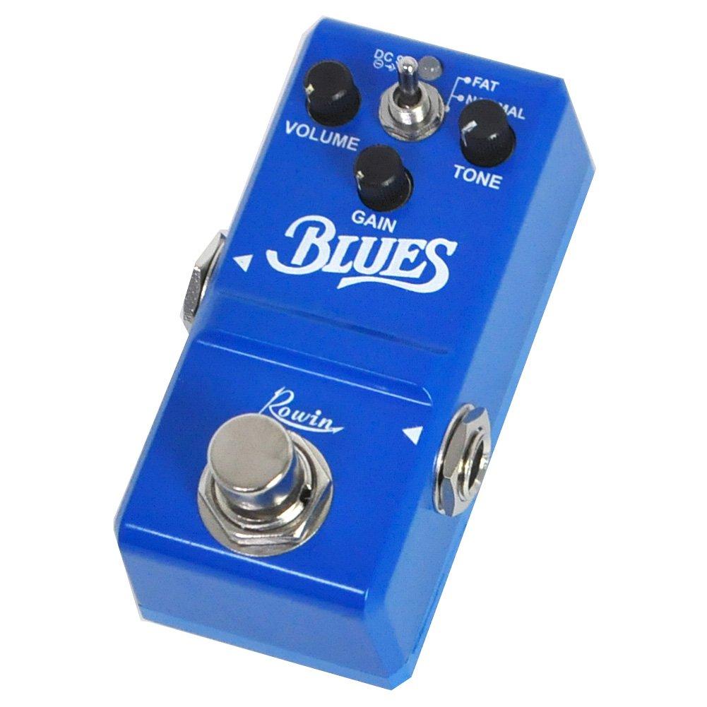 Rowin Blues Overdrive featuring bluesy True Pedal, distortion. bypass.