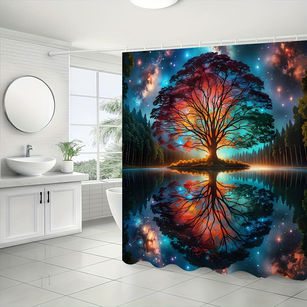 

Vikama Starry Night Forest Shower Curtain Reflected Tree Shadows Master Bathroom Bohemian Decor W60H190(CM)-1 Pcs