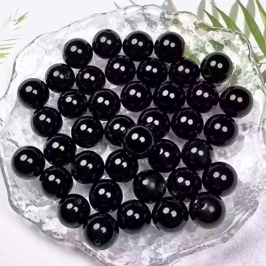 DIY Black Obsidian Beaded Bracelet Kit: Handmade Glass Round Beads Accessories 6mm