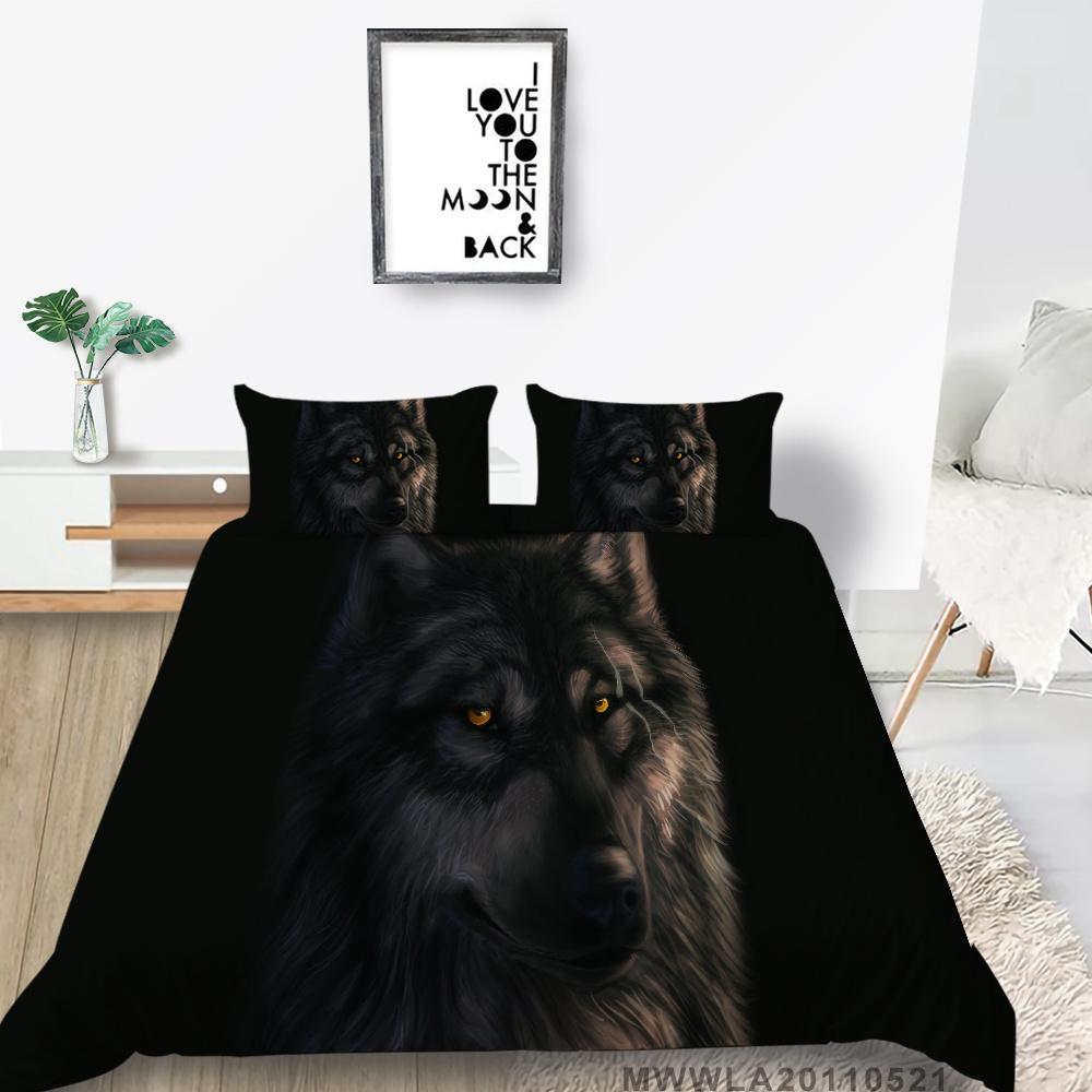 2023 New Style King Size Bedding Animals Home Bedclothes High Quality 3D Wolf Printed Luxury Comforter Cover Set with Pillowcase