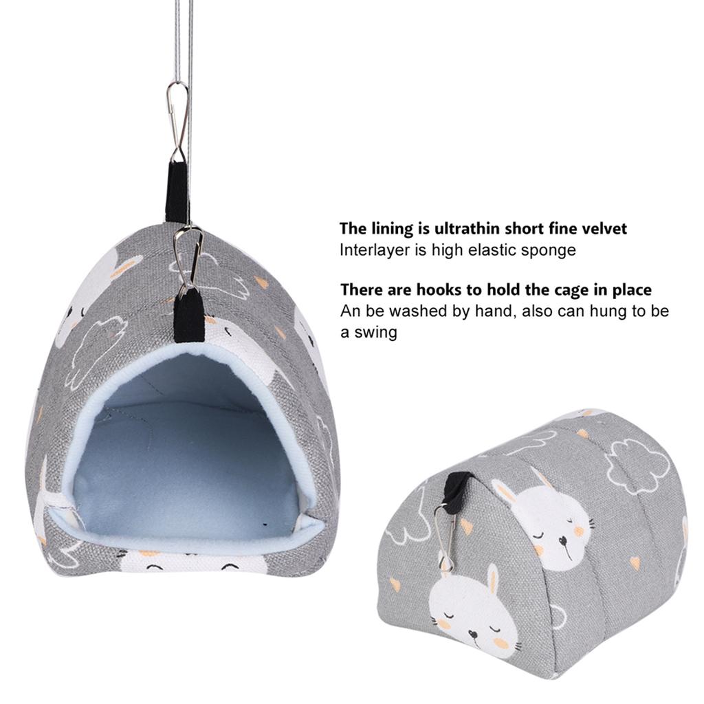 14*12cm Durable Pet Canvas Hanging Bed Hammock For Rat Hamster Squirrel Parrot(Gray Rabbit)