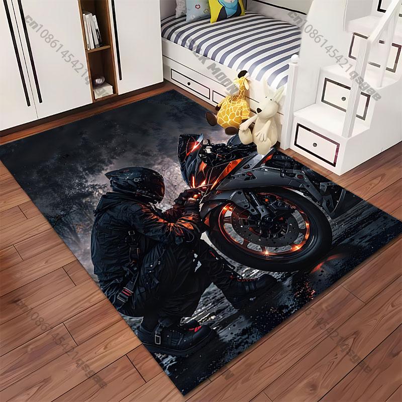 Motorcycle rider futuristic atmosphere carpet Yoga living room room decor children's crawling mat doormat area rug
