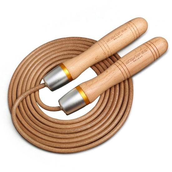Universal Metal Bearing Adjustable Wooden Handle Adult Faux Leather Jump Rope