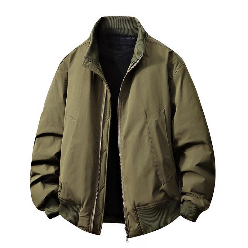 Herren Herbst Einfarbig Doppelreißverschluss Stehkragen Lässig Locker Jacke