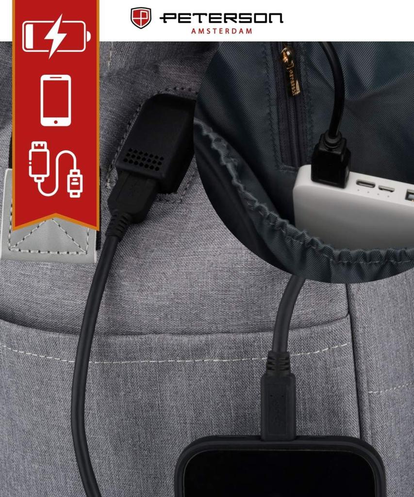 Fabric Backpack PTN ALFA-5288 Gray