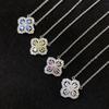 Luxuriöse Nischen-Blumen-Design Kleeblatt-Halskette für Damen – Diamantbesetzter Schlüsselbein-Anhänger