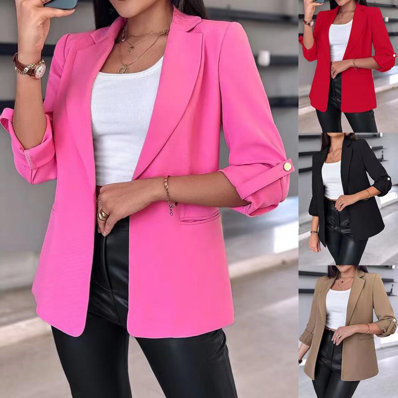 2024 Versatile Women's Roll-Up Sleeve Casual Suit Jacket