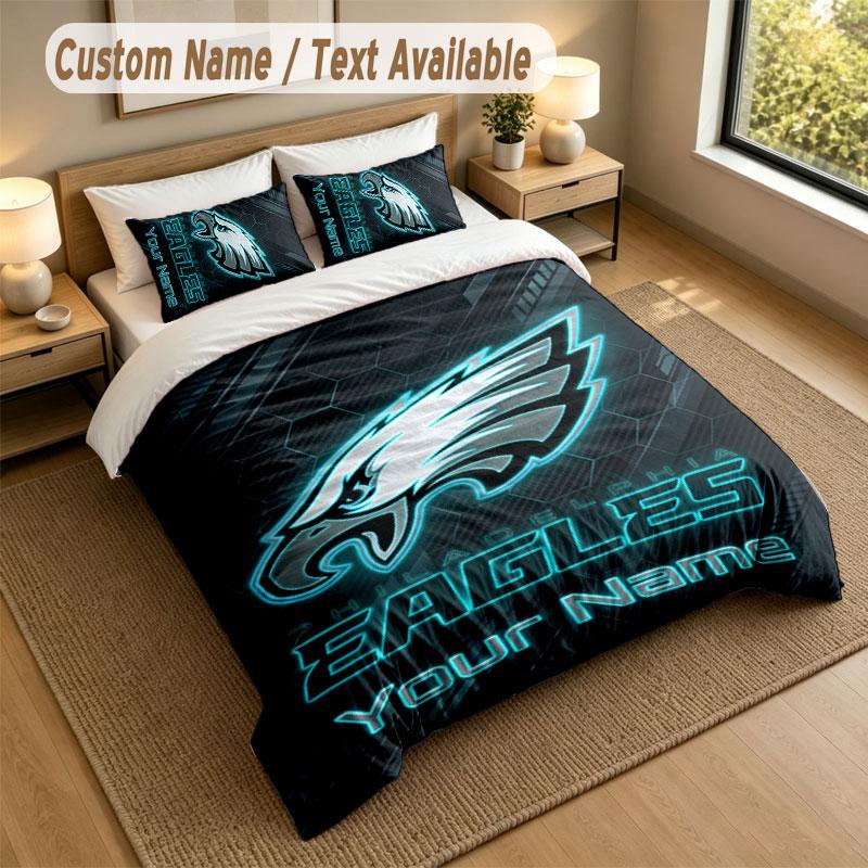 Bedding Set 1 Duvet Cover 2 Pillowcases Philadelphia Eagles Print Soft Bed Linen Bedroom Decor