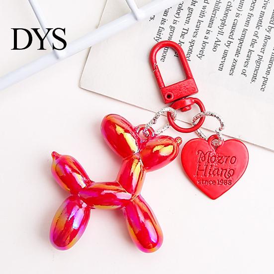 Keychain Pendant Cartoon Balloon Dog Puppy Charm Luster Lasers Color Shaped Bag DIY Decoration Home Office Decor Ornament Colorful Accessory