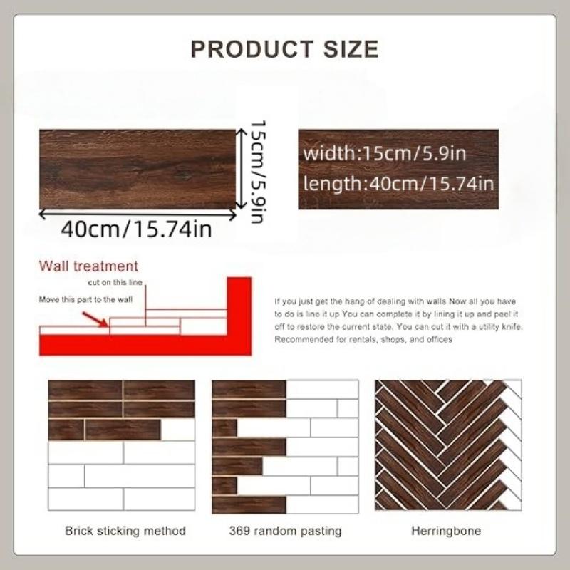 10pcs 15x40cm Peel and Stick Floor Tile, Pvc Plank Flooring Self-Adhesive, Luxury Wood-Look Planks for DIY Installation