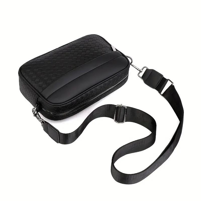 2024 Men's Trendy Woven Small Square Bag - Casual & Business Dual-Use Crossbody/Shoulder Bag