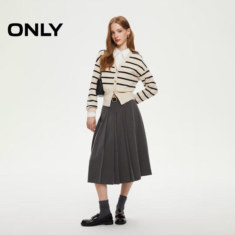 ONLY Women's V-Neck Striped Knit Cardigan