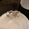 Kjærlighet Hjerte Krystall Clip Øredobber for Kvinner Bijoux Uten Hull Geometrisk Rhinestone Øreklips Statement Zirkon