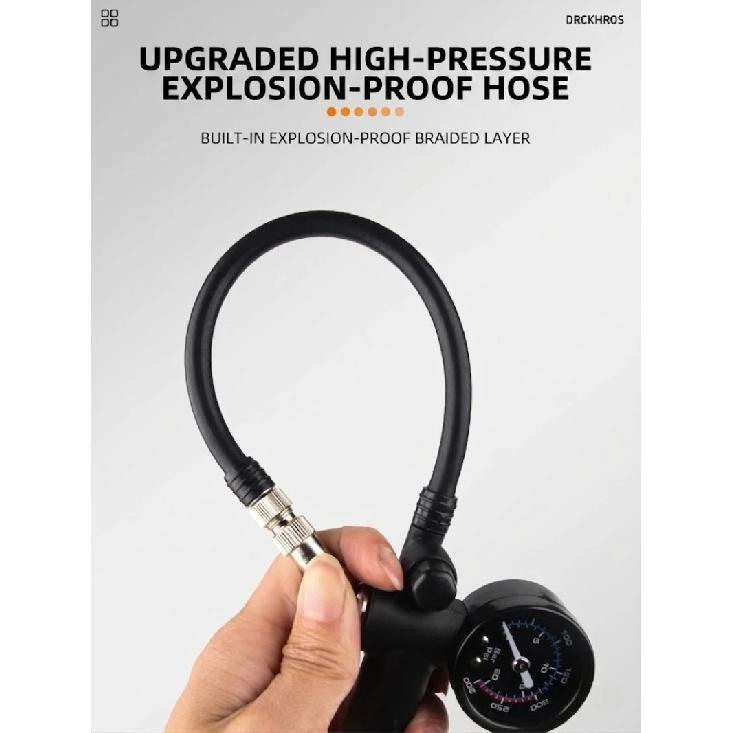 High Pressure Bicycle Pump 300PSI with Gauge Portable Shock Pump for Front Fork Rear Suspension Schrader Presta Valve MTB Road