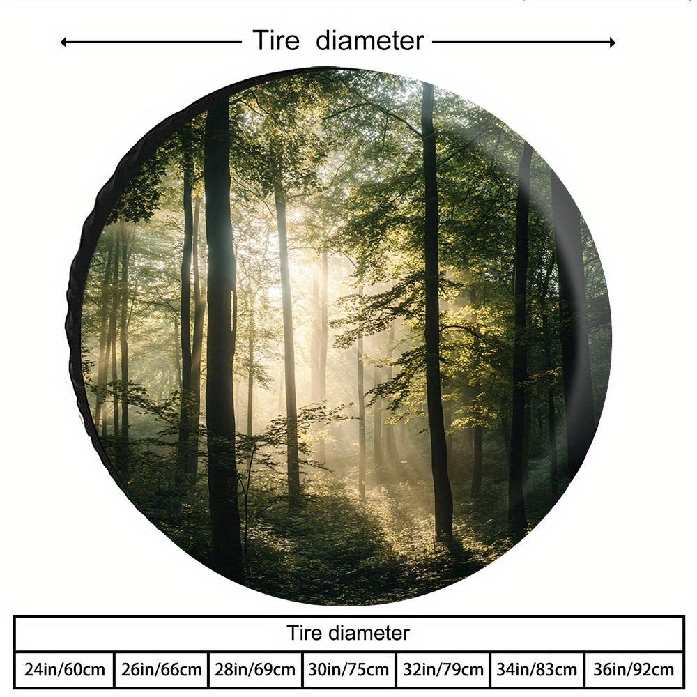 Sunlight Piercing Forest Scene Design Tire Cover, Natural And Fresh Style, Suitable For SUV/Off-Road/Coupe/Wagon/Pickup Trucks,