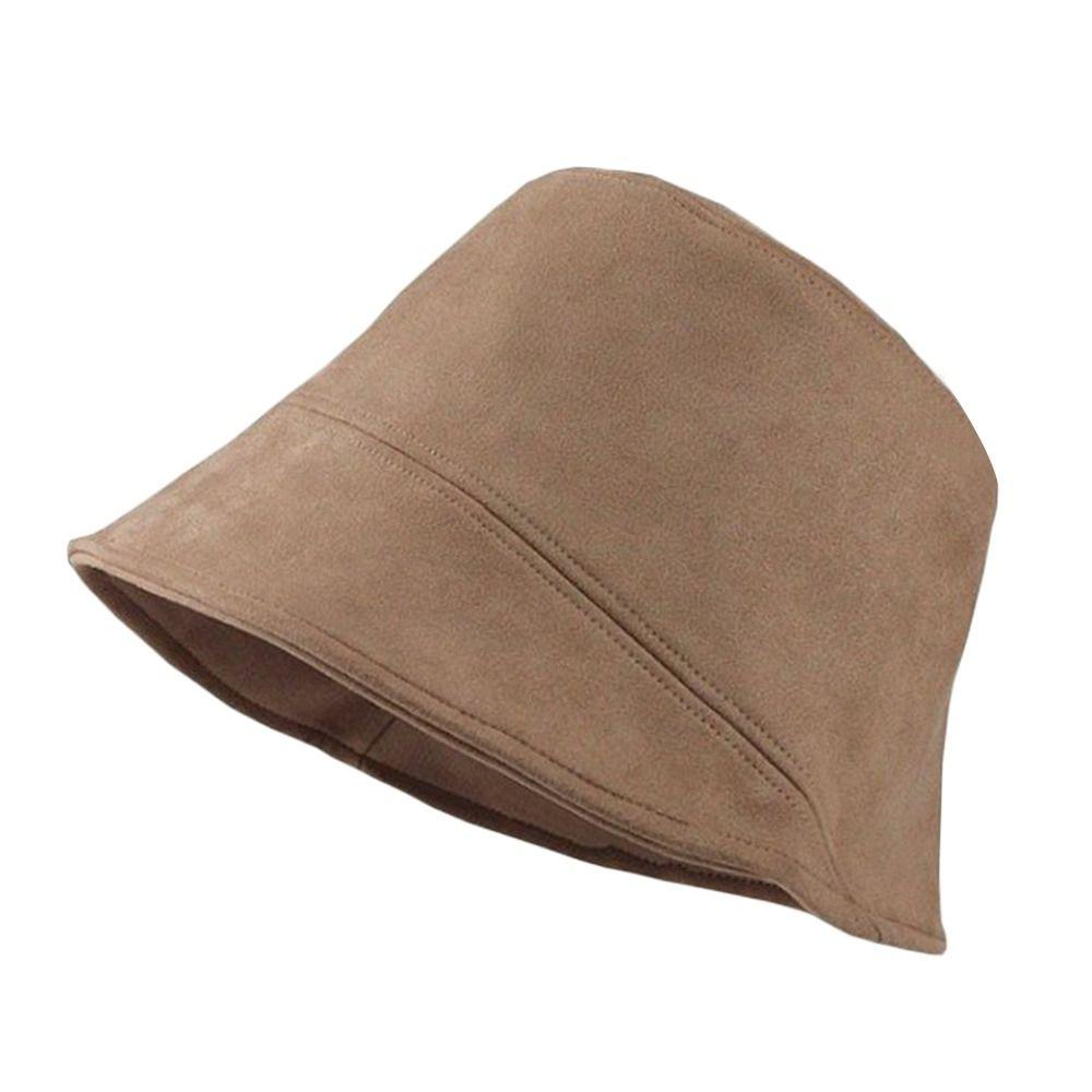 Plush Fisherman Cap Suede Wool Basin Sun Cap Outdoor Bucket Hat  for Women