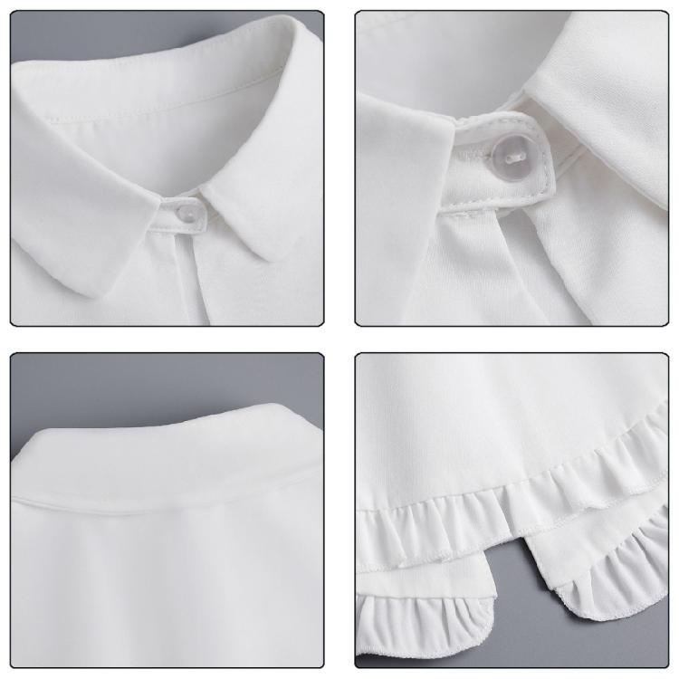 Women's Elegant Turn Down False Collar with Ruffled Trim Decorative Shawl Wrap Scarf Capelet for Dresses Blouse Top