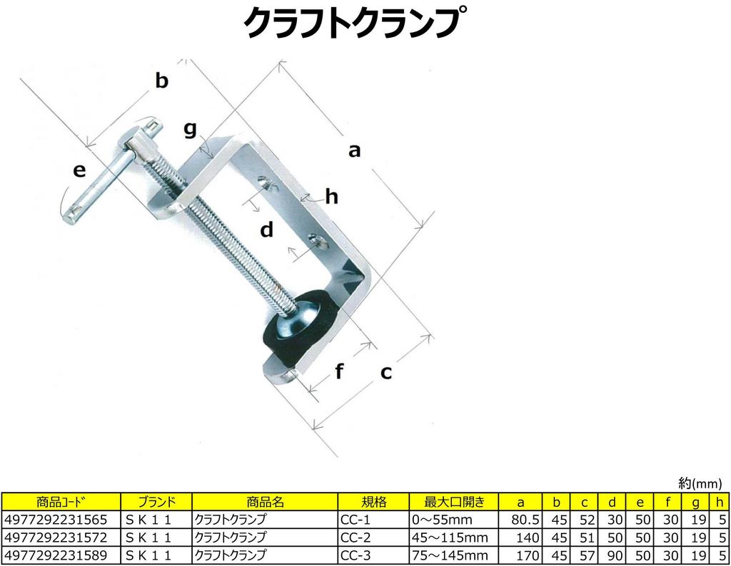 SK11 Craft Maximum Jaw Opening Width Clamp, 45-115mm, CC-2