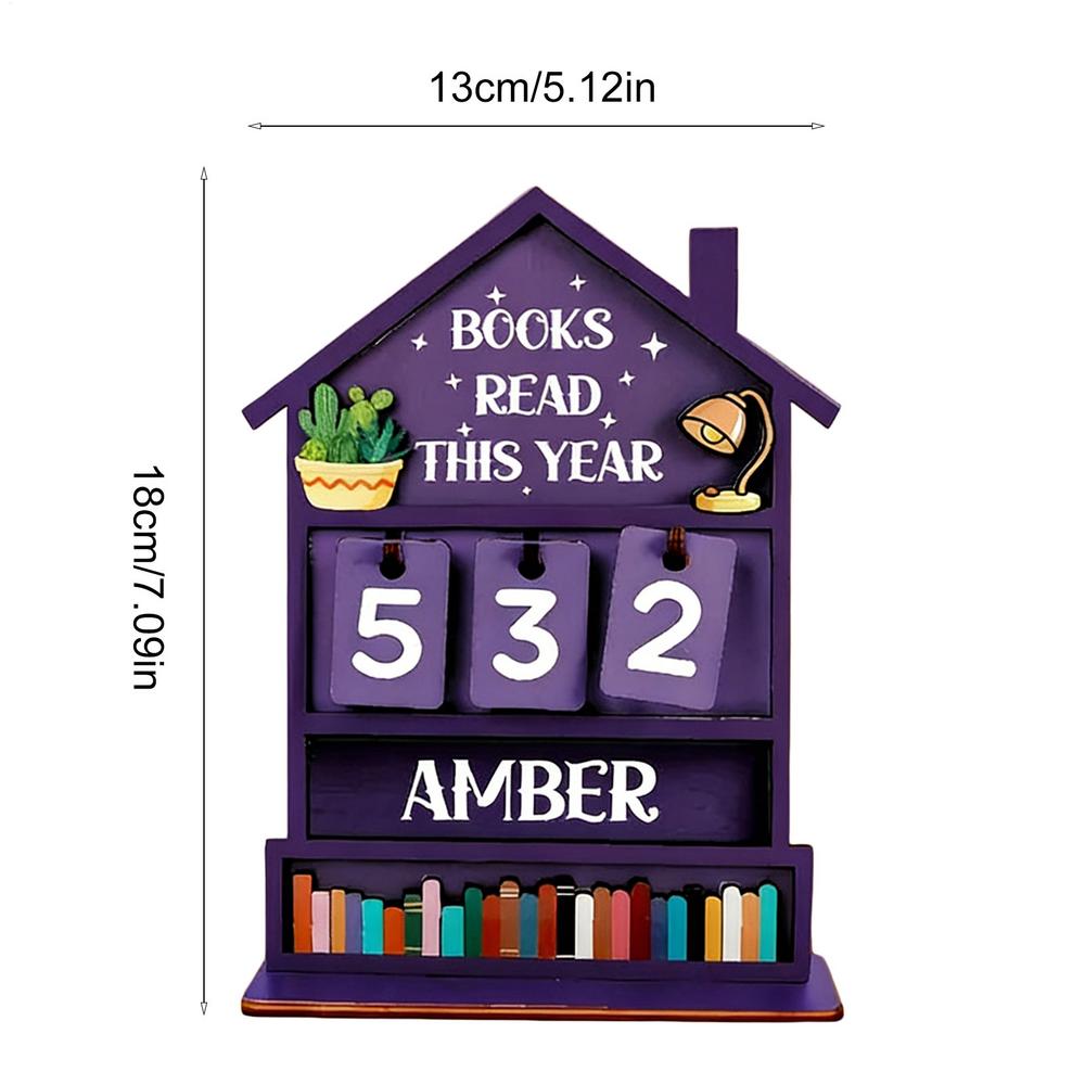 

Book Counter Tracker Wooden Annual Read Book Display Tracker Manual Read Tracker Reading Sign Display Bookshelf Decor Deco фіолетовий