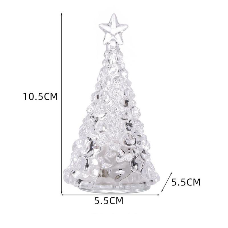 Veilleuse Arbre de Noël en Cristal Ornement de Bureau de Noël Lampe Arbre de Noël Cadeau de Noël Brille dans le Noir Décoration de Maison