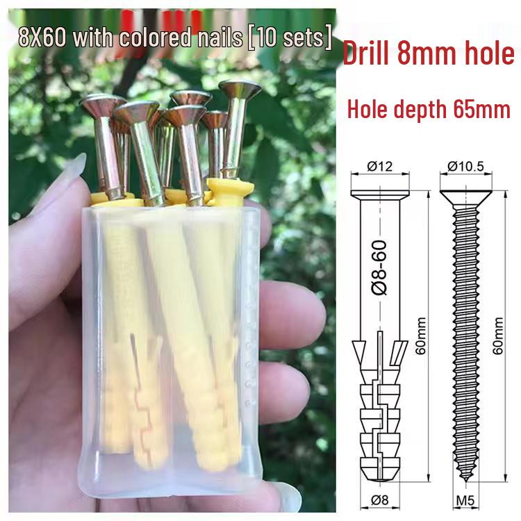 Home Use Mixed Pack: Yellow Plastic Expansion Tubes, Zinc Nails, Stainless Steel Screws
