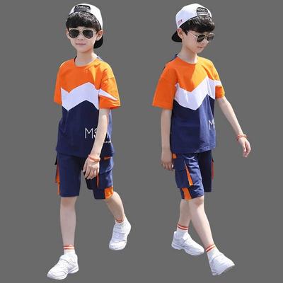 Summer Boys Breathable Sweat Short-sleeved T-shirt + Shorts Sports Two-piece Set