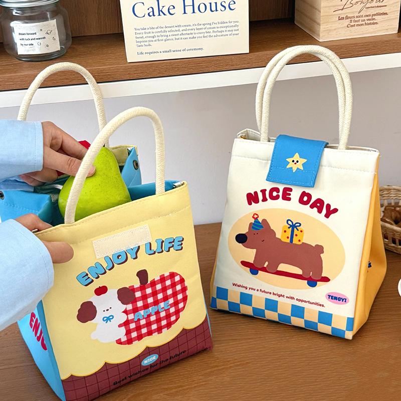 1ks Izolovaná taška na oběd Roztomilá taška na bento Schopný termální nádoba na jídlo Pro kancelářského pracovníka Velkokapacitní taška na oběd pro studenty