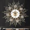 Large Silent Sunflower Shape Wall Clock Iron Metal Modern Non-Ticking Round Dial 27.5 Inch Chic Decorative Clock for Living Roo
