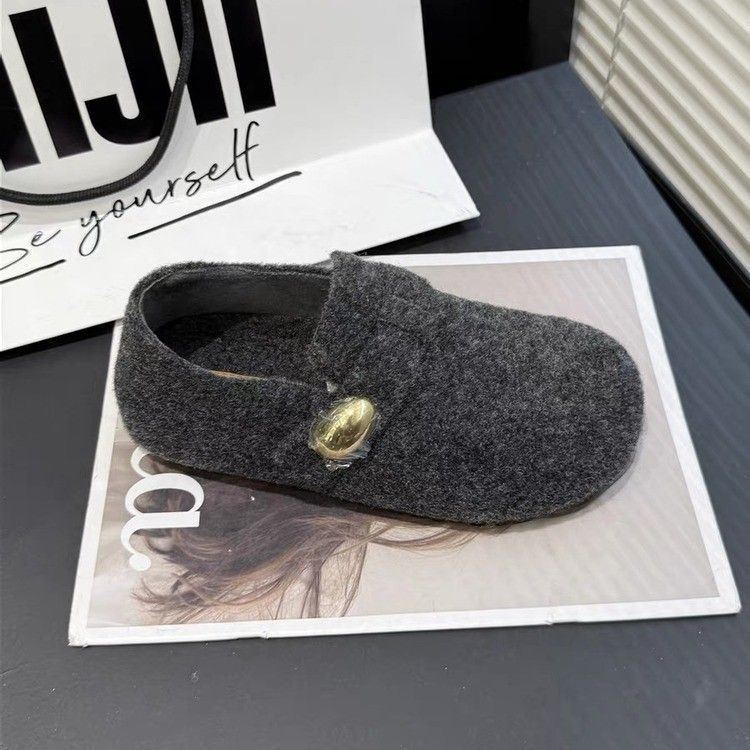 Warm two wear fleece warm stomping season lazy two wear casual fashion pedal Birkenstock fleece women's shoes