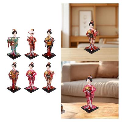 11.81 pouces Poupée Geisha Japonaise en Kimono Décorative Debout Figurine Féminine Sculpture pour Bureau