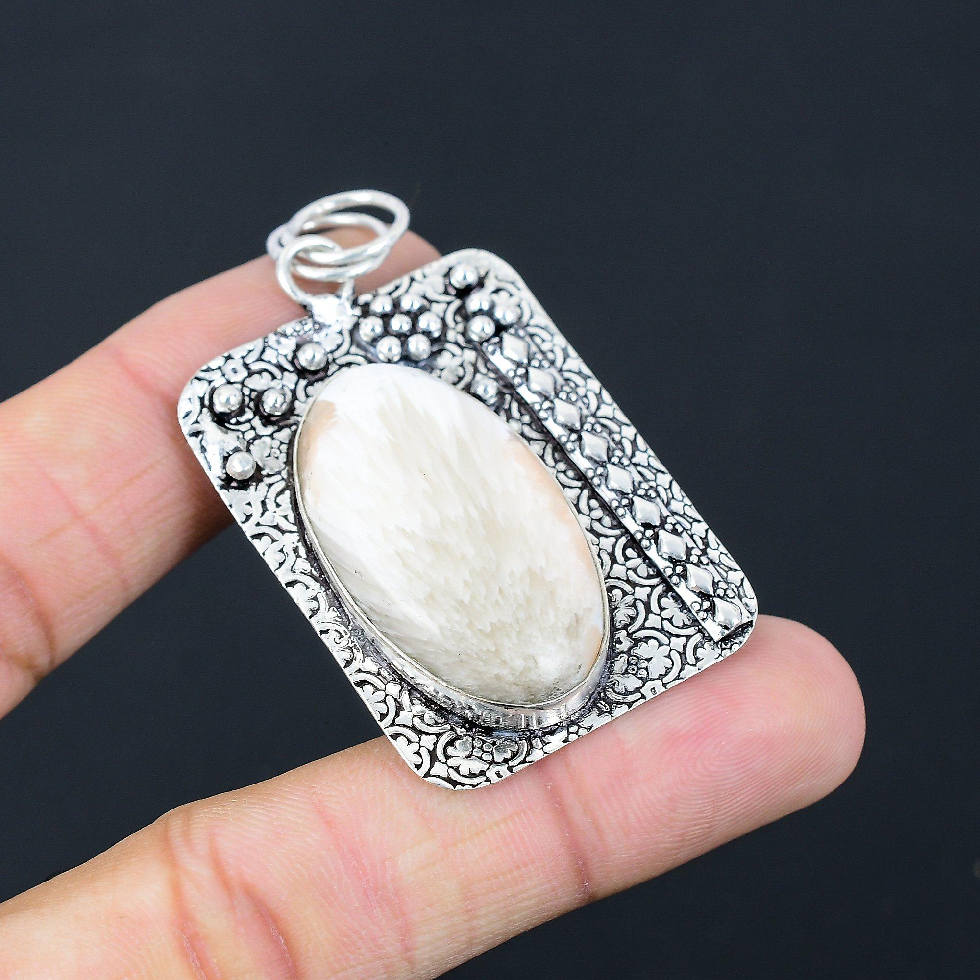 День матери Сделка Овальный Сколоцит Драгоценный камень 925 Стерлинговое серебро Новый Подвеска Ювелирные изделия