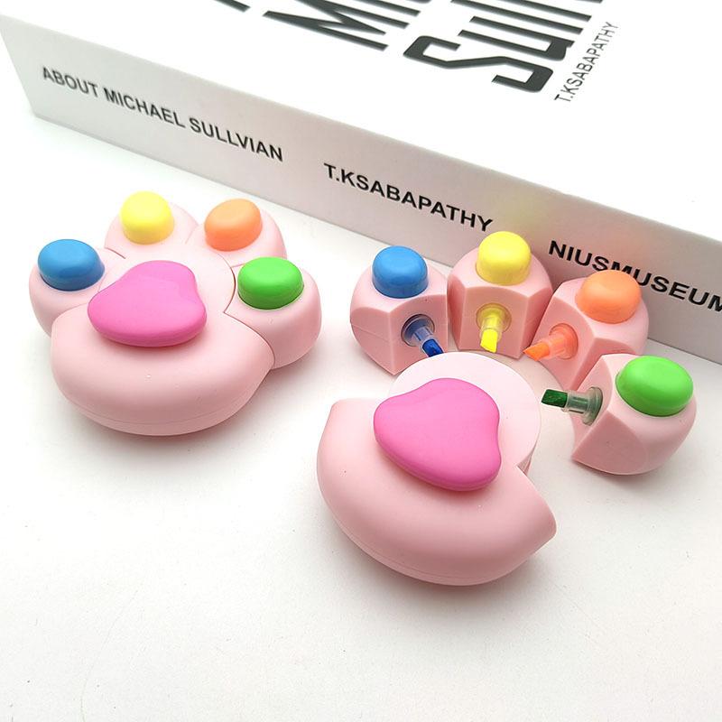 Stamps Cartoon Cat Paw Highlighter Pen Marking Graffiti Funnyl Highlighter Pen Handmade DIY Fluorescent Marker Birthday Gift
