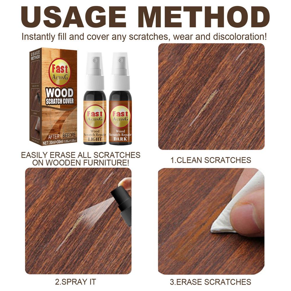 Kit di Riparazione Mobili in Legno 60ml Stucco per Legno Rimuovi Graffi Per Mobili e Pavimenti in Legno Chiaro e Scuro