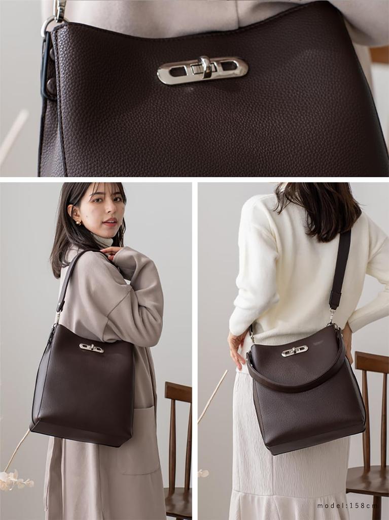 VITAFELICE Damen 3-Fächer Quadratische Schultertasche inb-10104p (Schokolade)