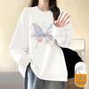 Korean Oversized Round Neck Sweatshirt - Unisex 2025 Autumn/Winter Velvet Long Sleeve Top